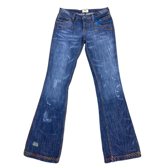 NWT Vintage Antik Denim Jeans Women's Sz 28 Y2K Bootcut Flare Hippie Embroidered - Picture 2 of 15